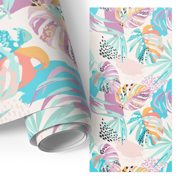 Lepiaca tapeta na nábytok s farebným exotickým motívom