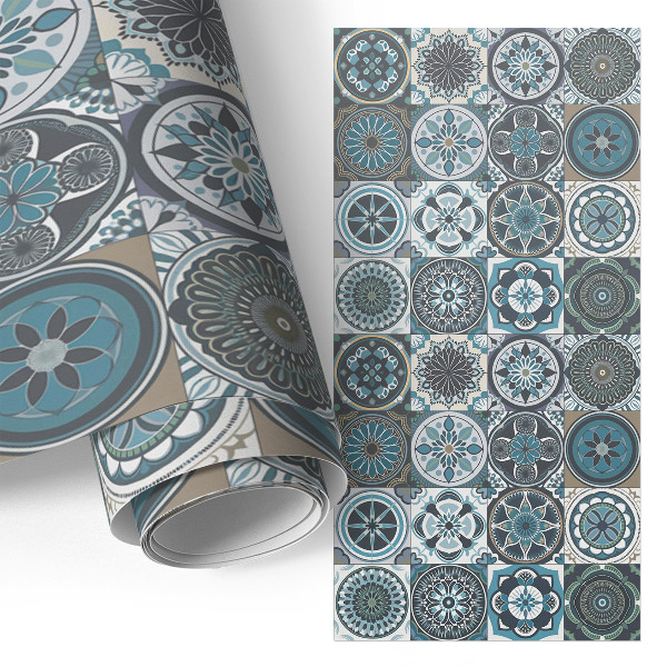 Nábytková fólia s motívom mandaly v tvare dlaždíc