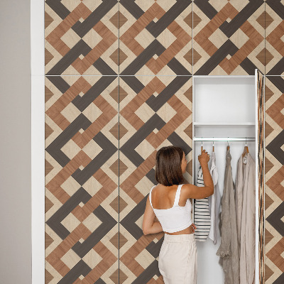 Samolepiaca tapeta na nábytok s motívom drevených štvorcov