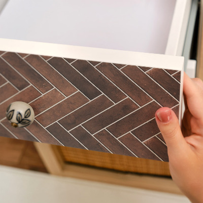 Nalepovacia fólia na nábytok s motívom rybej kosti v tehlovej farbe