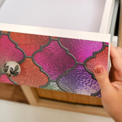 Nalepovacia fólia na nábytok s dúhovým vitrážovým motívom