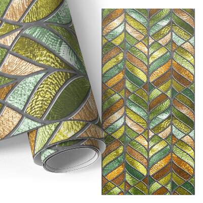 Tapeta na nábytok s motívom listov z farebného skla