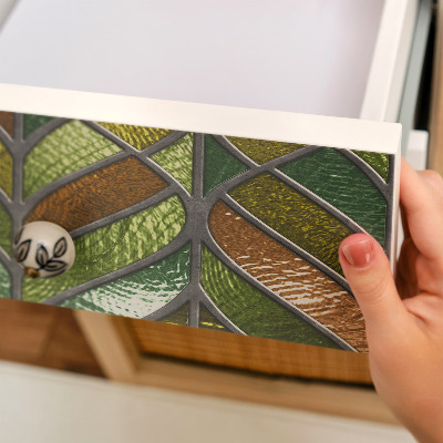 Tapeta na nábytok s motívom listov z farebného skla