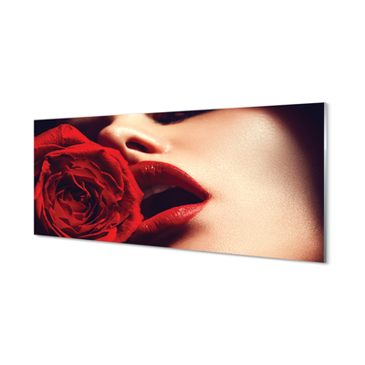 Obraz na skle Rose žena v ústach