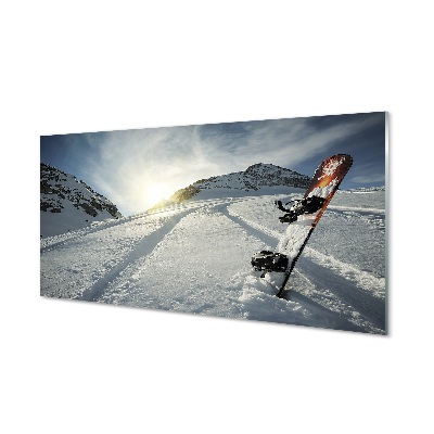 Obraz na skle Doska v snehu horách
