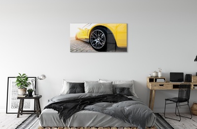 Obraz na skle žlté auto