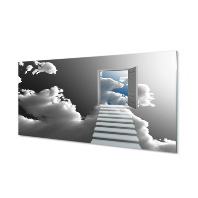 Sklenený obraz Schody mraky dvere