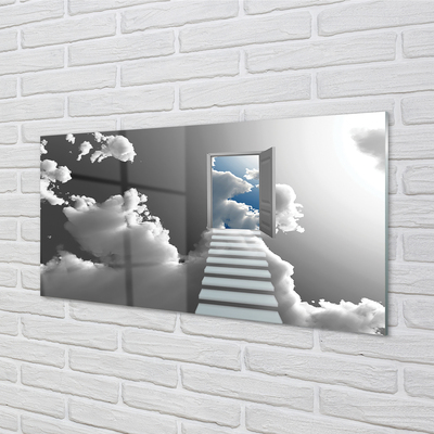 Sklenený obraz Schody mraky dvere