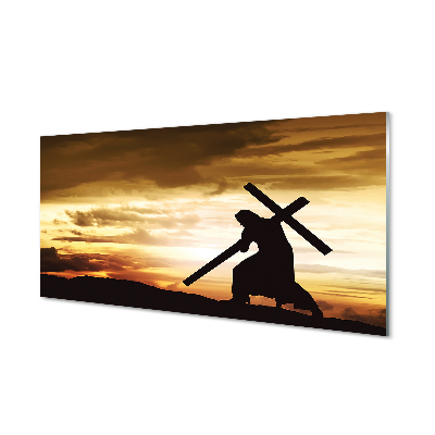Sklenený obraz Jesus cross západ slnka