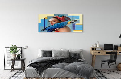 Sklenený obraz Papagáj na ramene