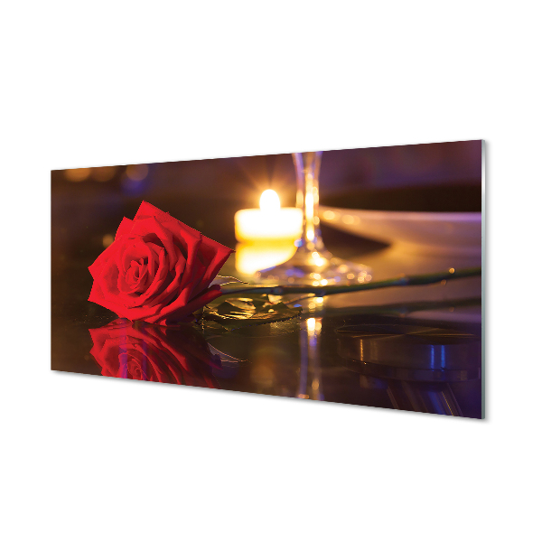 Obraz na skle Rose sviečka sklo