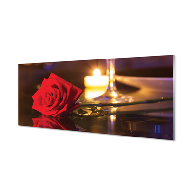 Obraz na skle Rose sviečka sklo