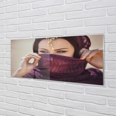 Obraz na skle Žena purple Materiál