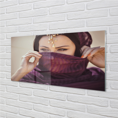 Obraz na skle Žena purple Materiál