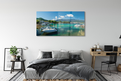 Sklenený obraz Grécko Marina mora hory