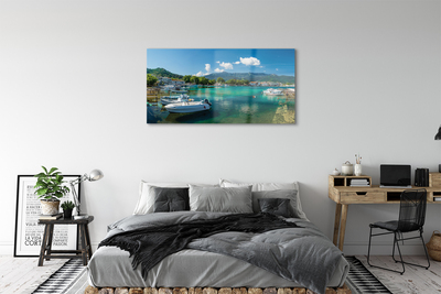 Sklenený obraz Grécko Marina mora hory