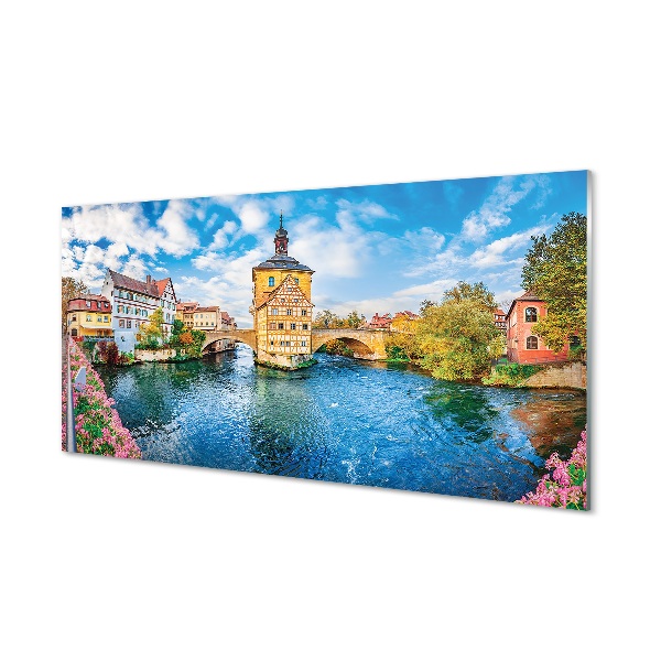 Sklenený obraz Nemecko staré mesto riečny mosty