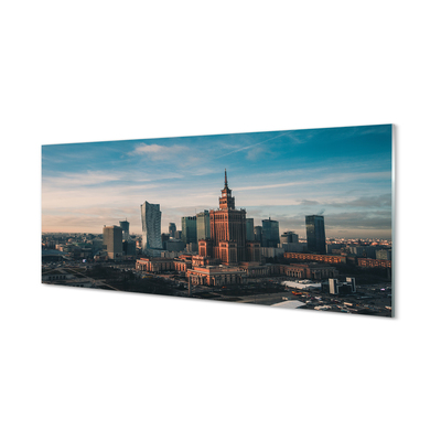 Sklenený obraz Varšava panorama mrakodrapov svitania