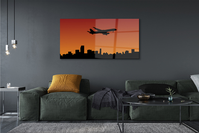 Obraz na skle Lietadlo a slnko oblohu