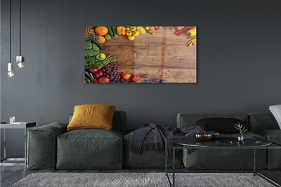 Obraz na skle Board špargľa ananás jablko