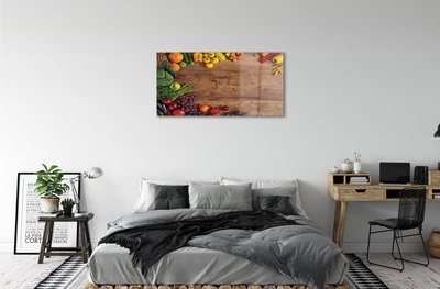 Obraz na skle Board špargľa ananás jablko