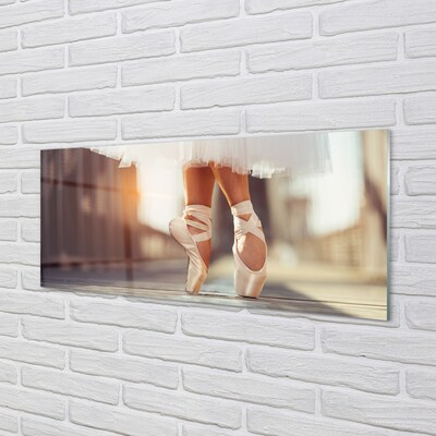 Sklenený obraz Biele baletné topánky ženské nohy