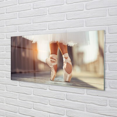 Sklenený obraz Biele baletné topánky ženské nohy