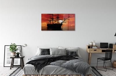 Obraz na skle Loď more neba mraky slnko