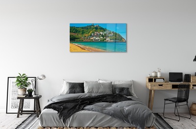 Sklenený obraz Španielsko pláž horské mestečko