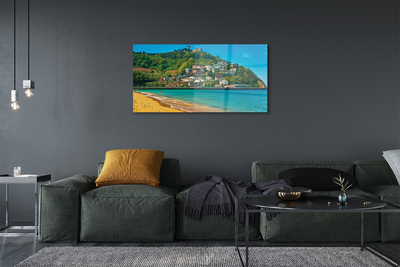 Sklenený obraz Španielsko pláž horské mestečko