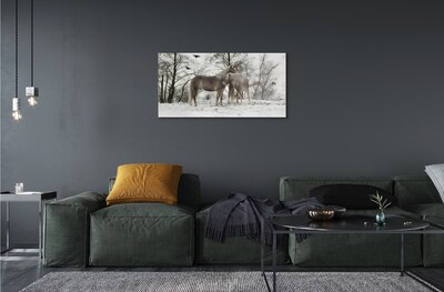 Sklenený obraz Zimný lesné jednorožce