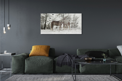 Sklenený obraz Zimný lesné jednorožce