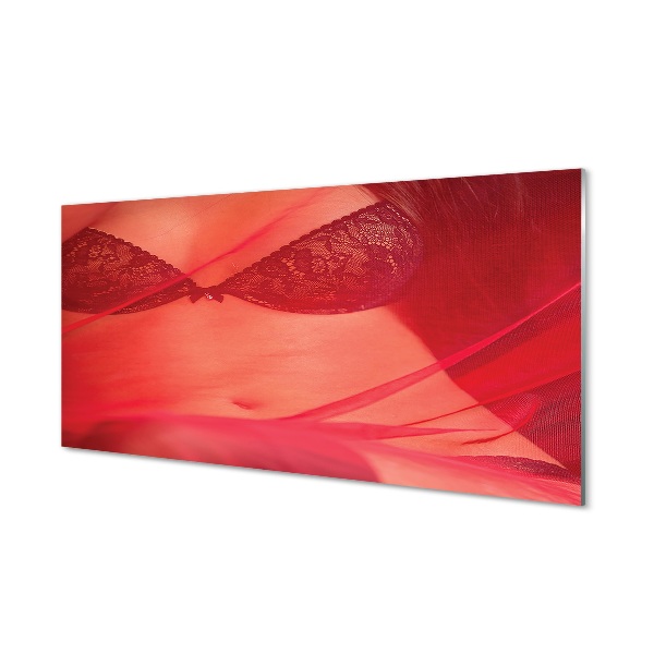 Obraz na skle Žena v červenom tylu