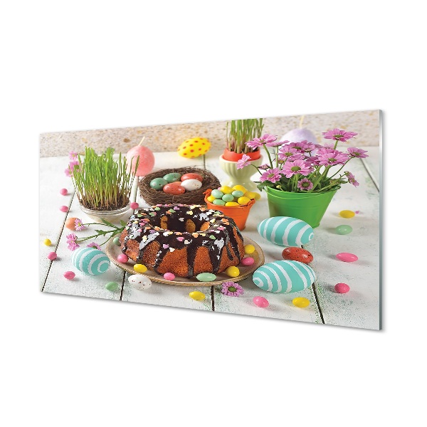Sklenený obraz Vajíčko torta kvety