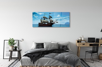 Obraz na skle Loď oblohy zatiahnuté morská