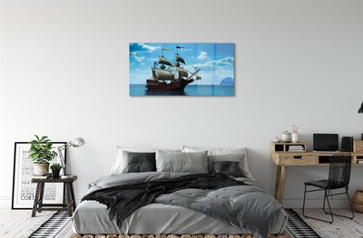 Obraz na skle Loď oblohy zatiahnuté morská
