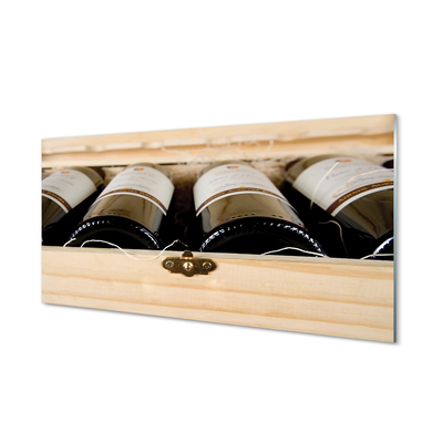 Obraz na skle Fľaše vína v krabici