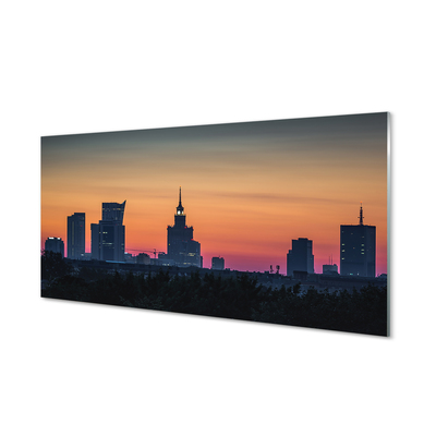 Sklenený obraz Sunset panorama Varšavy