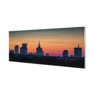 Sklenený obraz Sunset panorama Varšavy