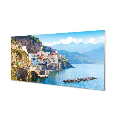 Sklenený obraz Taliansko pobrežie morské stavby