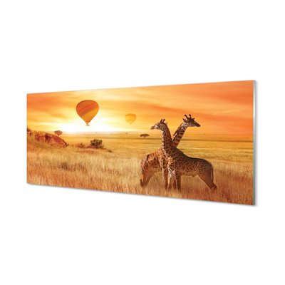 Obraz na skle Balóny neba žirafa