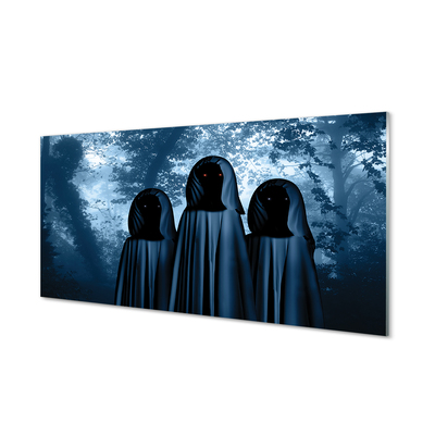 Obraz na skle Lesných stromov strašidelnými postavami
