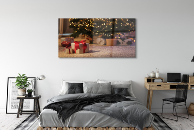Sklenený obraz Dary vianočný strom