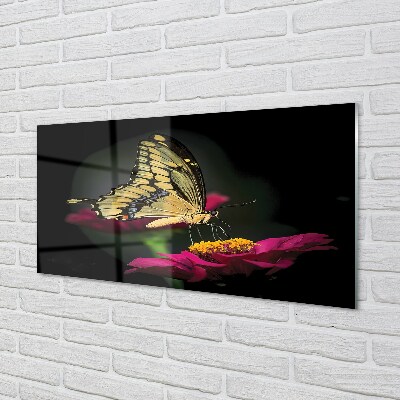 Sklenený obraz Motýľ na kvetine
