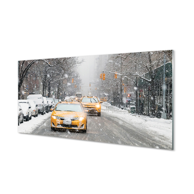 Obraz na skle Zime sneh limuzínový servis