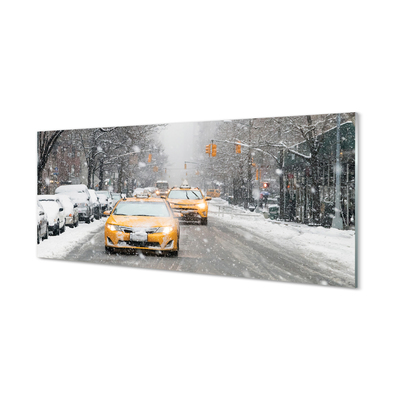 Obraz na skle Zime sneh limuzínový servis