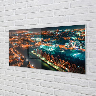 Sklenený obraz Gdańsk River nočné panorama