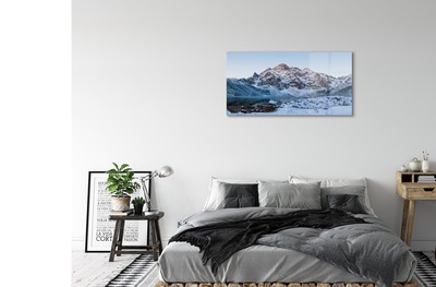 Sklenený obraz Horské zimné jazero