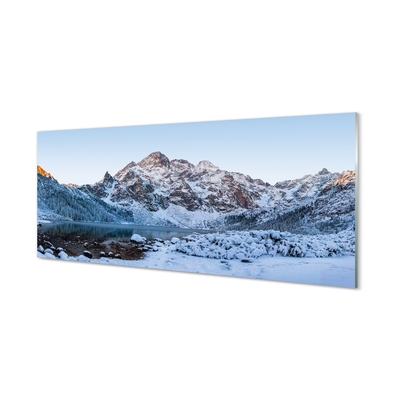 Sklenený obraz Horské zimné jazero