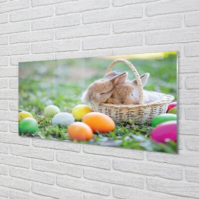 Sklenený obraz králiky vajcia